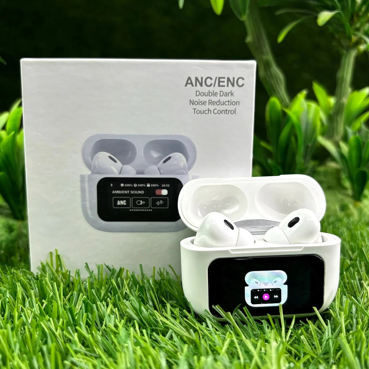 A9 AirPods Pro 2 LCD Display with ANC/ENC Feature Extra Bass with Lanyard and Buzzer Sound