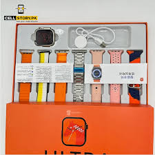 Ultra smart watch 7 in 1 set with 7 Different strap Rendom Colour 49mm Big HD Display / High Quality Bluetooth and smart watch