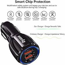 Qualcomm Original Car Charger QC 3.0/2.0 100% Genuine Fast Charging Port with Blue Lights, Car Charging Best Fitted Spot, New without Box