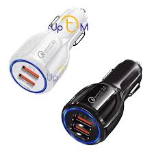 Qualcomm Original Car Charger QC 3.0/2.0 100% Genuine Fast Charging Port with Blue Lights, Car Charging Best Fitted Spot, New without Box